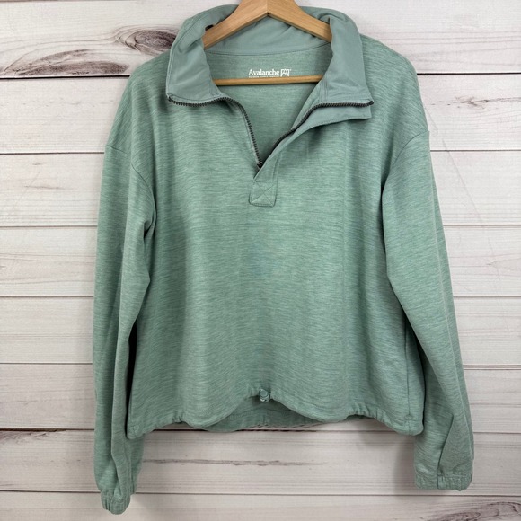 Womens Avalanche Outdoor Supply Quarter Zip Pullover Sweatshirt Top Green Large - Picture 1 of 9
